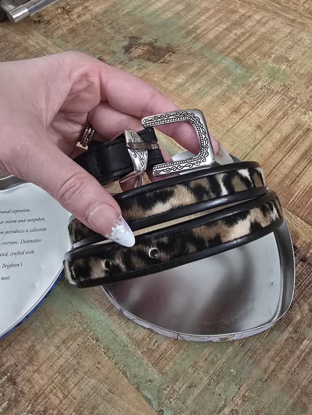 Brighton Hair On Hide Leopard Print Belt USA Made B7903 Size 32 Western Buckle